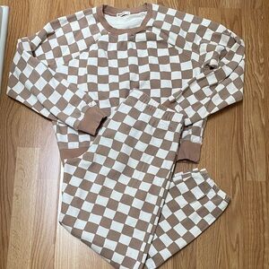 Marine Layer Anytime Brown and White Lounge set, size S Small, great condition.
